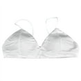 thumbnail image 2 of Bralette triangular de satén para mujer, transpirable, sin aros, con escote en V profundo, color blanco, 2 of 14