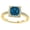 Yellow Gold, variant on 1.3 Carat t.w Victorian Halo Style Square Shaped Pave Set Round Diamond Engagement Ring w/a 1 Carat Princess Cut Blue Diamond Heirloom Quality Platinum Size: 4