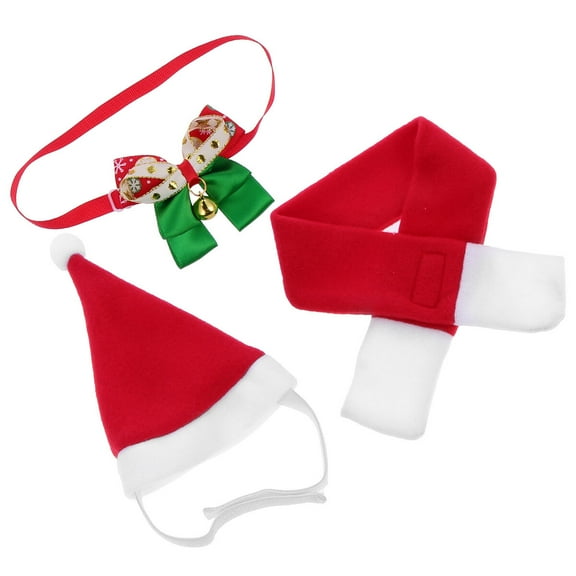 Luxshiny Dog Christmas Costume Hat Scarf Collar for Decor 3Pcs