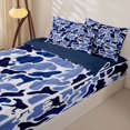 thumbnail image 3 of Castle Fairy Camo Wildlife Zipper Twin Comforter Sets with Fitted Sheet and 2 Pillowcases,Deer Bear Turkey Dog Silhouette Zipper Bedding Set,Navy Blue White,Navy Blue Reversible,4-Piece, 3 of 6