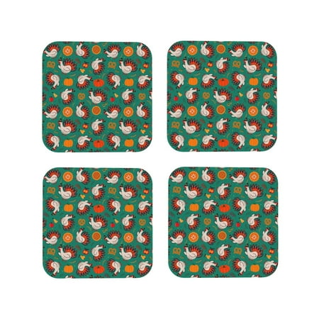 

Matuu Turkey And Thanksgiving1 for Cup Coasters Set of 4 Leather Coasters Desk Coasters for Office Measures 4” x 4”-Square