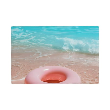 

Table Placemats Set of 4 - Pink Float Ring On Beach 12x18 In Faux Linen Double Heat Resistant Place Mats Cloth Indoor/Outdoor Placemats Washable Table Mats for Dining Kitchen Party