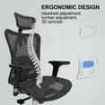 thumbnail image 4 of SIHOO M57 Chaise de Bureau Ergonomique, Dossier Haut en Maille, Appui-Tête, Accoudoirs et Soutien Lombaire, Supporte jusqu'à 136 kg (300 Lb), Noire., 4 of 12