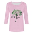 thumbnail image 4 of Meichang Hauts de la Saint-Patrick pour Femmes Liquidation T-Shirts Chanceux Verts Trèfle Graphiques Col Rond Manches 3/4 Décontracté Hauts Coupe Ample Blouses de Vacances, 4 of 4
