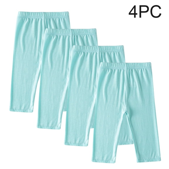 RKSTN Capri Yoga Pants for Girls 4 Pack Modal Solid Color Elastic Waist Comfortable Breathable Daily Wear Toddler Leggings (Mint Green ,4 Years)