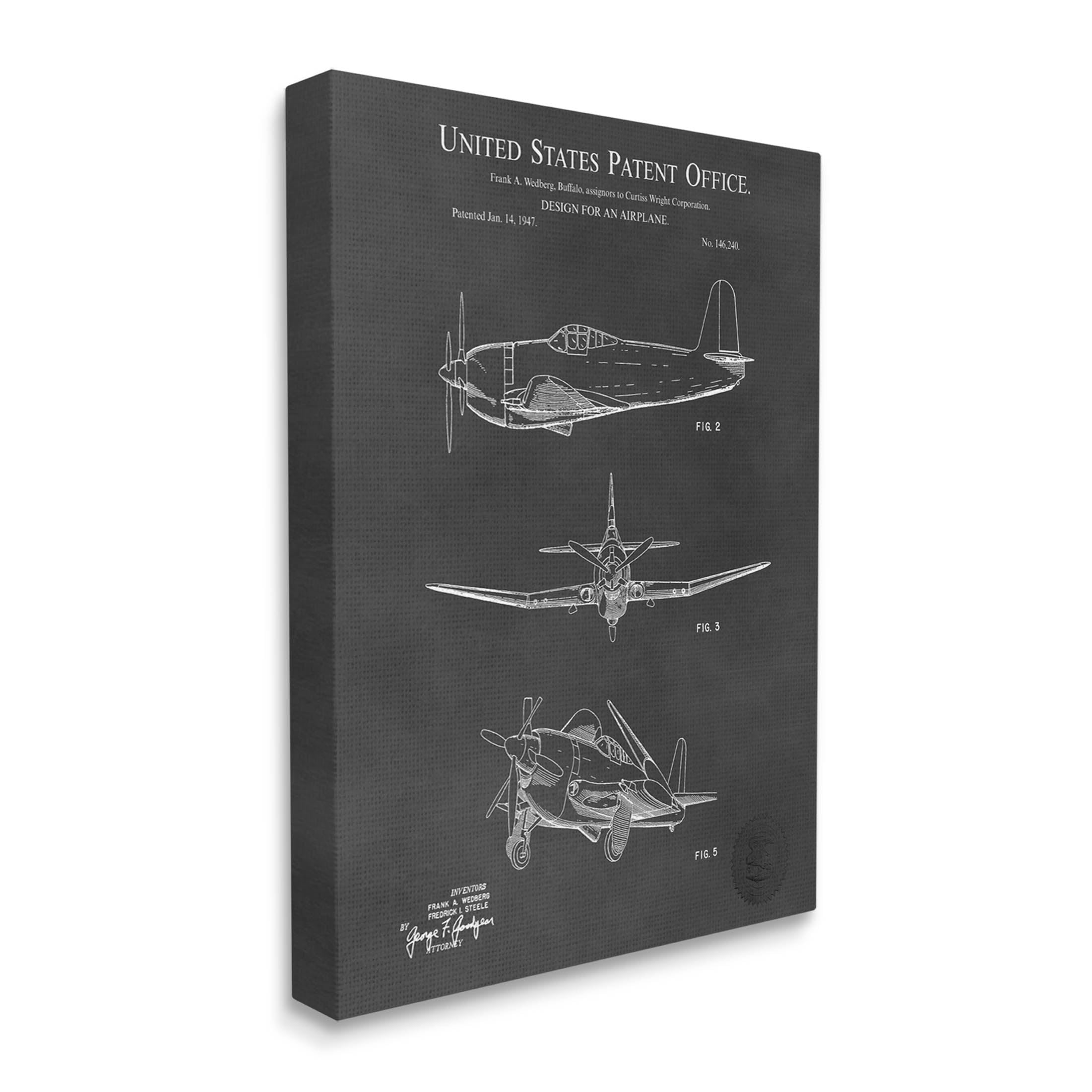 Stupell Industries Intricate Patent Blueprint Chart Graphic Art Gallery Wrapped Canvas Print Wall Art, Design by Karl Hronek