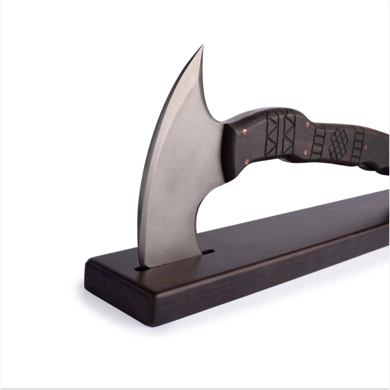 Wooden Display 14.96'' for Hatchet, Handmade Axe Display Oak Wood