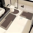 thumbnail image 5 of AuroraX Stone Bathroom Rug Set 3 Piece with Brown Absorbent Non Slip Rubber-Backed Diatomaceous Earth Bath Mat Long Rug Runner U-Shaped Toilet Rug Quick Dry Washable Bath Rug Set for Bathtub Home, 5 of 9