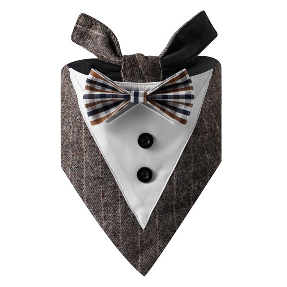Dog Tuxedo for Large Dogs, Engagement Gift, Dog Wedding Attire with Bow Tie, Dog Tux Wedding Dress Costume Bandana, L-coffee-L