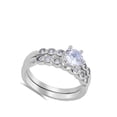 thumbnail image 4 of Round Solitaire Clear CZ Wedding Ring Set .925 Sterling Silver Band White Jewelry Female Size 8, 4 of 4