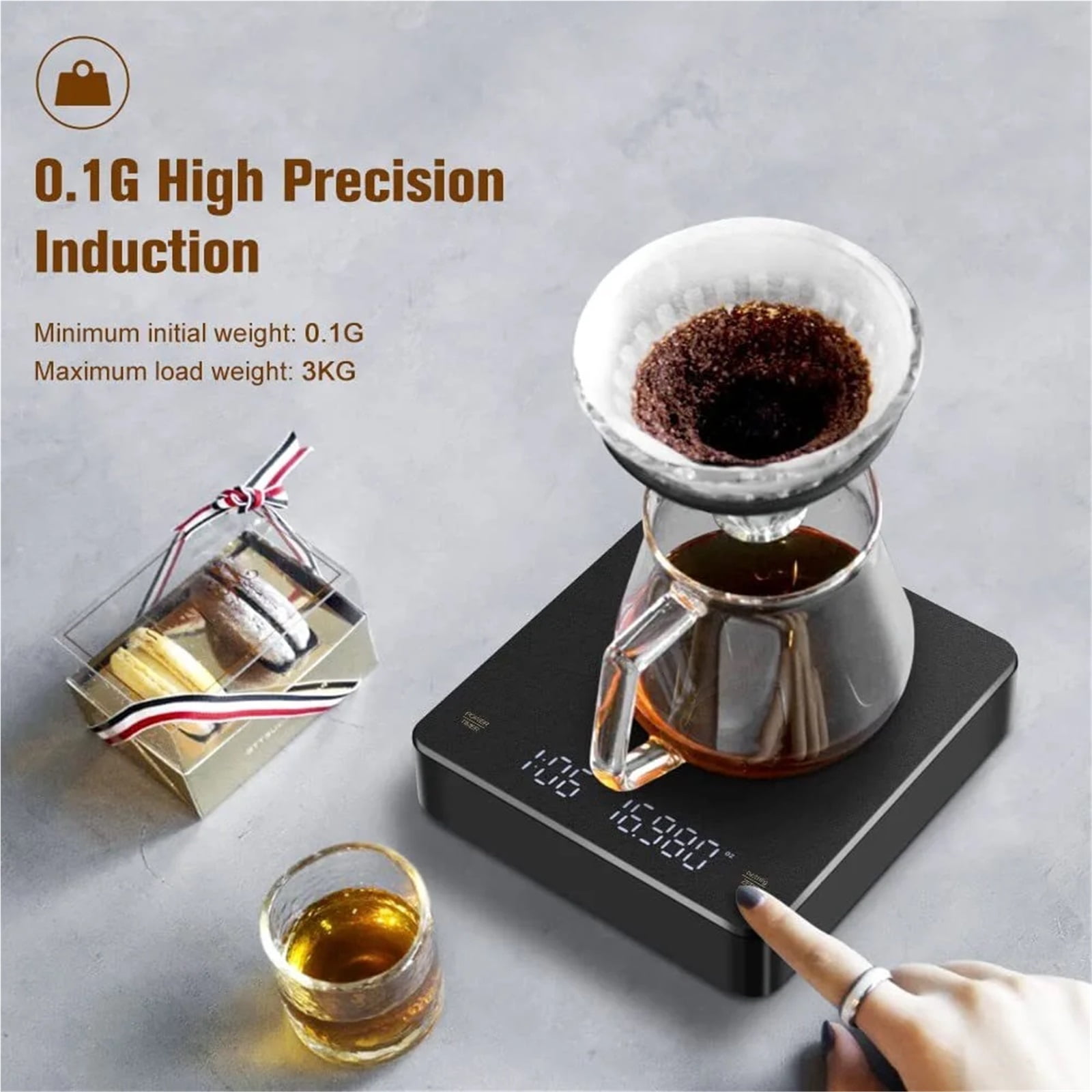 Intelligent Mini Brewed Coffee Electronic Scale with Timer LED Screen Digital Coffee Scale 0.1g Precision Coffee Kitchen Scale