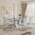 thumbnail image 3 of StnTalk Modern Dining Table Set for 6, Faux Marble Dining Room Table Set with 6 PU Leather Cantilever Dining Chairs, Rectangular Kitchen Table Set for 6 with MDF Marble Top and Chrome Base, 3 of 11