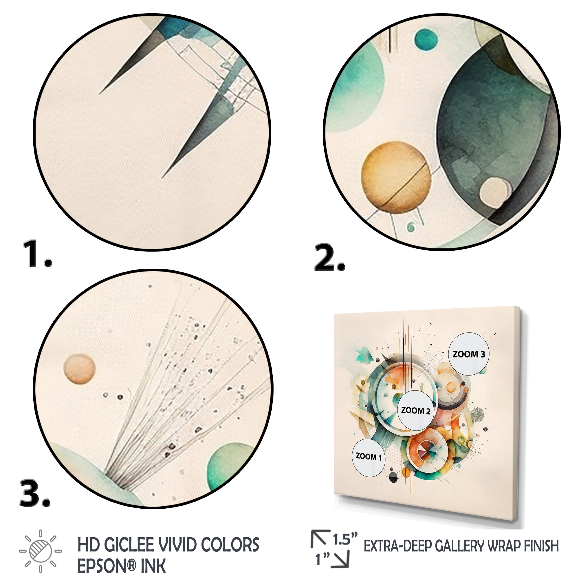 Designart Multi-Color Watercolor Geometric Art III Canvas Wall Art