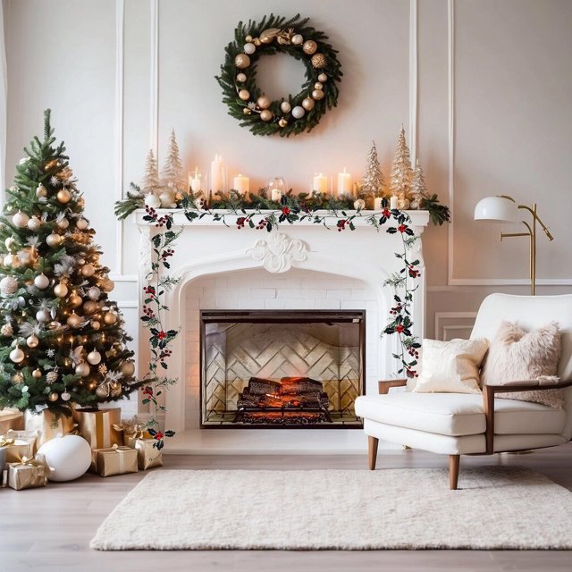 Christmas Models Red Berries Pines Needles Rattan Christmas Leaf Rattan Simulation Rattan Party Holiday Decoration Rattan