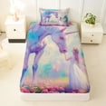 thumbnail image 3 of Erosebridal Cartoon Animal Unicorn Kids Twin Sheet Sets,Dreamy Princess Style Oi Painting Bedding For Girls 3 Pieces, 3 of 6