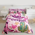 thumbnail image 2 of Homewish Western Cowgirl Boots Bedding Comforter Set 2pcs for Teens Boys Girls,Green Cactus Twin Comforter Sets Microfiber,Love Heart Print Breathable Bedding Set,Lightweight Room Decor,Reversible, 2 of 8
