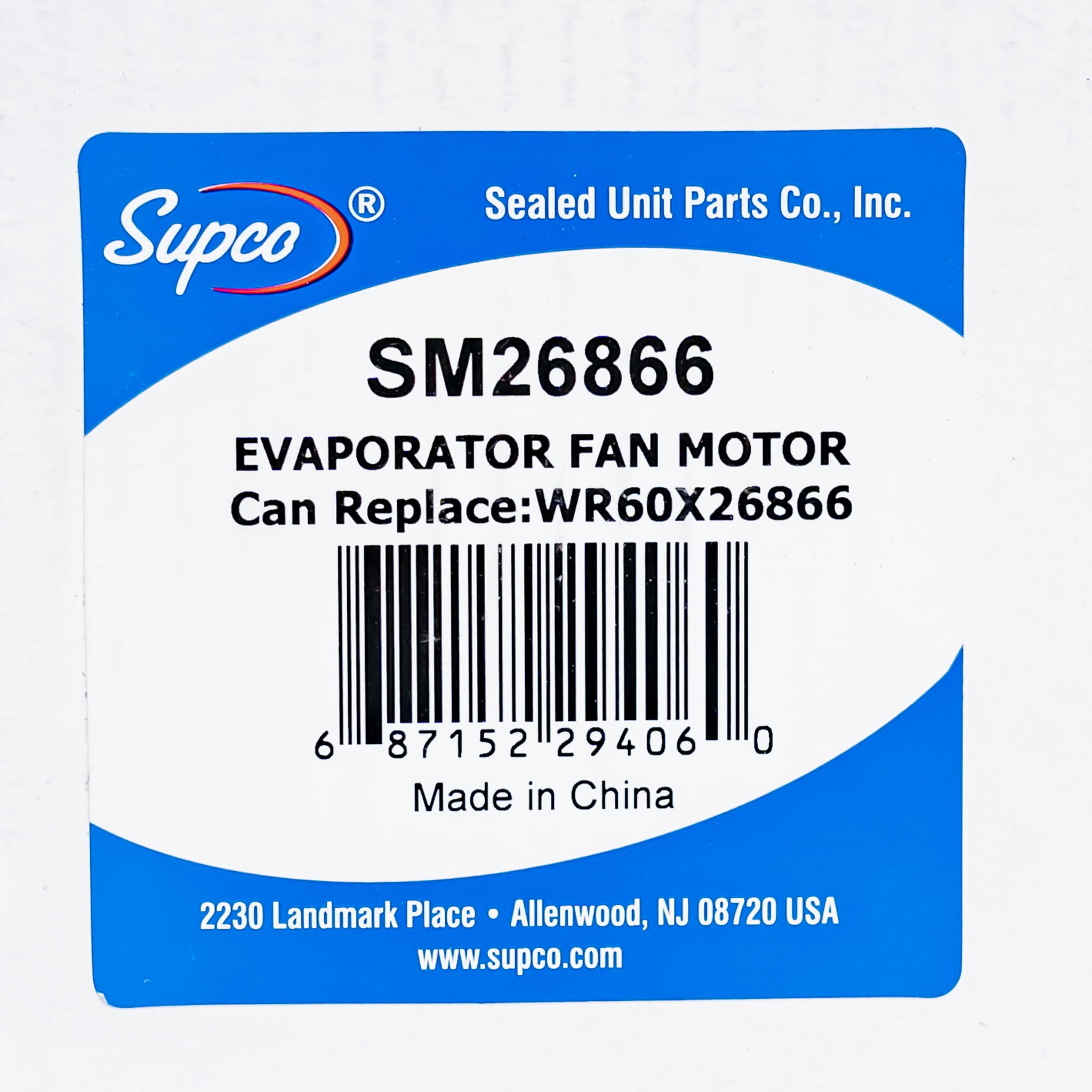 Supco SM26866 for GE WR60X26866 Refrigerator Evaporator Fan Motor