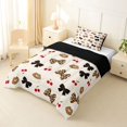 thumbnail image 2 of Manfei Brown Leopard Print Bow Twin Comforter Sets,Sweet Cherry Bowknot Bedding Set,Black Reversible,2 Pieces,1 Comforter and 1 Pillowcase, 2 of 7