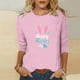 thumbnail image 2 of Mujeres 3/4 Manga Tops Impresión Casual Cuello Redondo Camiseta Top Blusa, Poliéster Toda la Temporada, 2 of 4