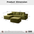 thumbnail image 2 of XIZZI 106" No-assembly L-Shaped Sectional Sofa Set w/ Ottoman, 28" Deep Seat & 11" Wide Armrest, Left Chaise, Green(Cloud Fleece Fabric), 2 of 9