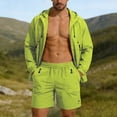 thumbnail image 2 of GUZOM Mens UPF 50+ Sun Protection Long Sleeve Hoodie Jacket & Shorts Set Lightweight Quick Dry Fishing Hiking Shirts Green,Size L, 2 of 9