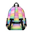 thumbnail image 3 of Colorful Watercolor Stripe Pattern Backpack for School,Cute School Bag,Schoolbag with Adjustable Shoulder Straps & Padded Back,15.25"x11.5"x5.25", 3 of 5