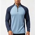 thumbnail image 2 of Fengqque Men's Long Sleeve Athletic Shirts 1/4 Pullover Zip Sun Protection Rash Guard UPF 50+ Outdoor Running T-Shirts Sky Blue XL, 2 of 5