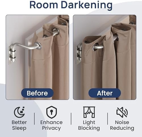 Blackout Curtain rod for windows 48 to 84, Wrap Around Curtain Rods for Bedroom, Living Room, Adjustable from 30 to 86 Inches, Nickel