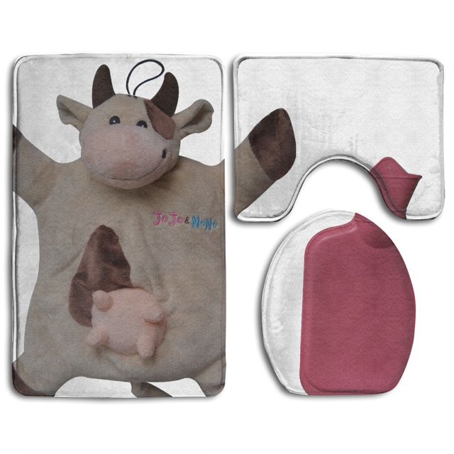 ABPHQTO Muñeca de vaca y bolsa de agua Juego de alfombras de baño de 3 piezas Alfombra de baño Alfombra de contorno y tapa de inodoro ABPHQTO Cont-CHAPPLE-33133