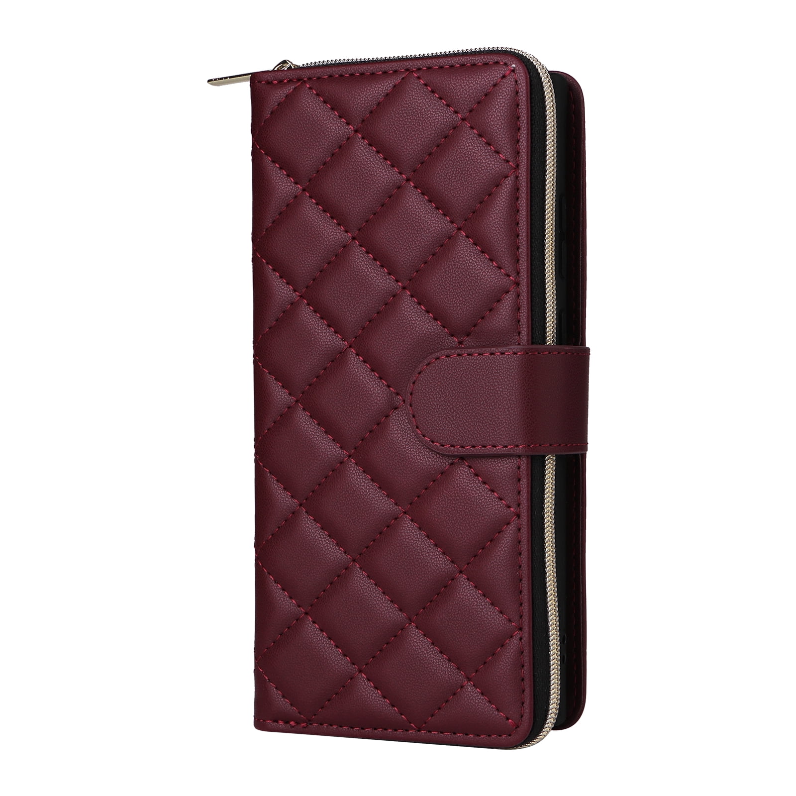Compatible for Samsung Galaxy S24 Ultra Wallet Case, Crossbody Strap PU Leather Folio Phone Cover, Zipper Handbag Purse with Card Holder Lanyard Flip Stand for Samsung Galaxy S24 Ultra, Winered