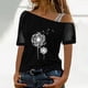 thumbnail image 3 of Gibobby Playera de Manga Corta con Cuello Redondo Mujeres Impreso Hombro Tops Sexy Glitter Camisa manga corta Blusa Tops(Negro,G), 3 of 4