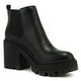 thumbnail image 4 of Soda Women Chunky Thick Lug Sole Heels Ankle Boots Hidden Platform Elastic Sides Booties BLISS-S Black PU 6, 4 of 4