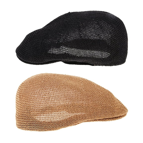 Wxqbjtam Men Breathable Summer Straw Sun Hat Newsboy Beret Ivy Cabbie(black And And And