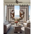 thumbnail image 4 of Farmhouse Blackout Curtains, Light Blocking Print Window Curtains, Country Star Berry Plaid Lodge Grey Brown Thermal Insulated Window Drapes for Living Room Kitchen Cafe 2 Panels, 84"W x 84"L, 4 of 9