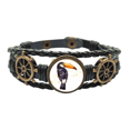 thumbnail image 1 of Ramphastos toco pájaro tropical Pulsera marina tejida en cuero, 1 of 4
