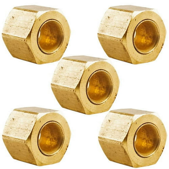 5 Pack 1/4" Compression Nut & Ferrule Combo for 1/4" OD Tube Brass Sleeve Nut