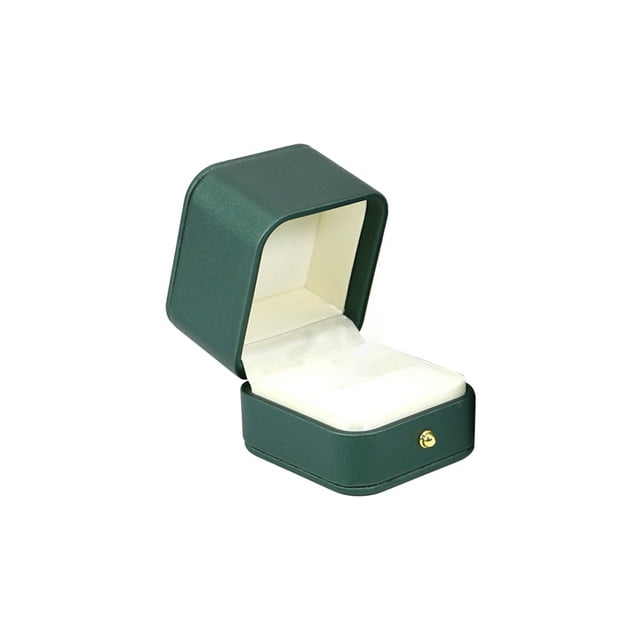 Caja Anillo Cuadrado Fileteado Esquina Cajas vintage románticas Suministros de almacenamiento de joyas Caja de propuesta para el hogar Recuerdo Almacenamiento y organización del hogar Verde negruzco Injueey HA075572-02