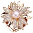 thumbnail image 1 of Brooch Pin Flower Twist Shape Sparkling Rhinestones Imitation Pearls Decor Scarf Buckle Sweaters Collars Hats Bags Coats Scarves Accessory, 1 of 8