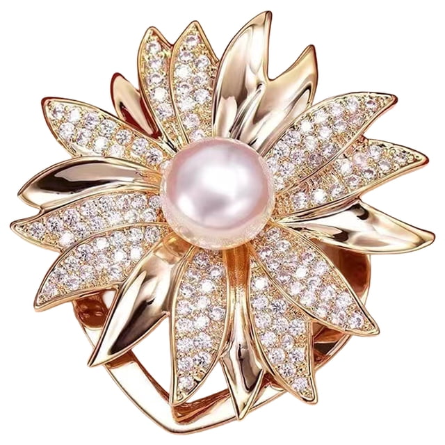 Brooch Pin Flower Twist Shape Sparkling Rhinestones Imitation Pearls Decor Scarf Buckle Sweaters Collars Hats Bags Coats Scarves Accessory