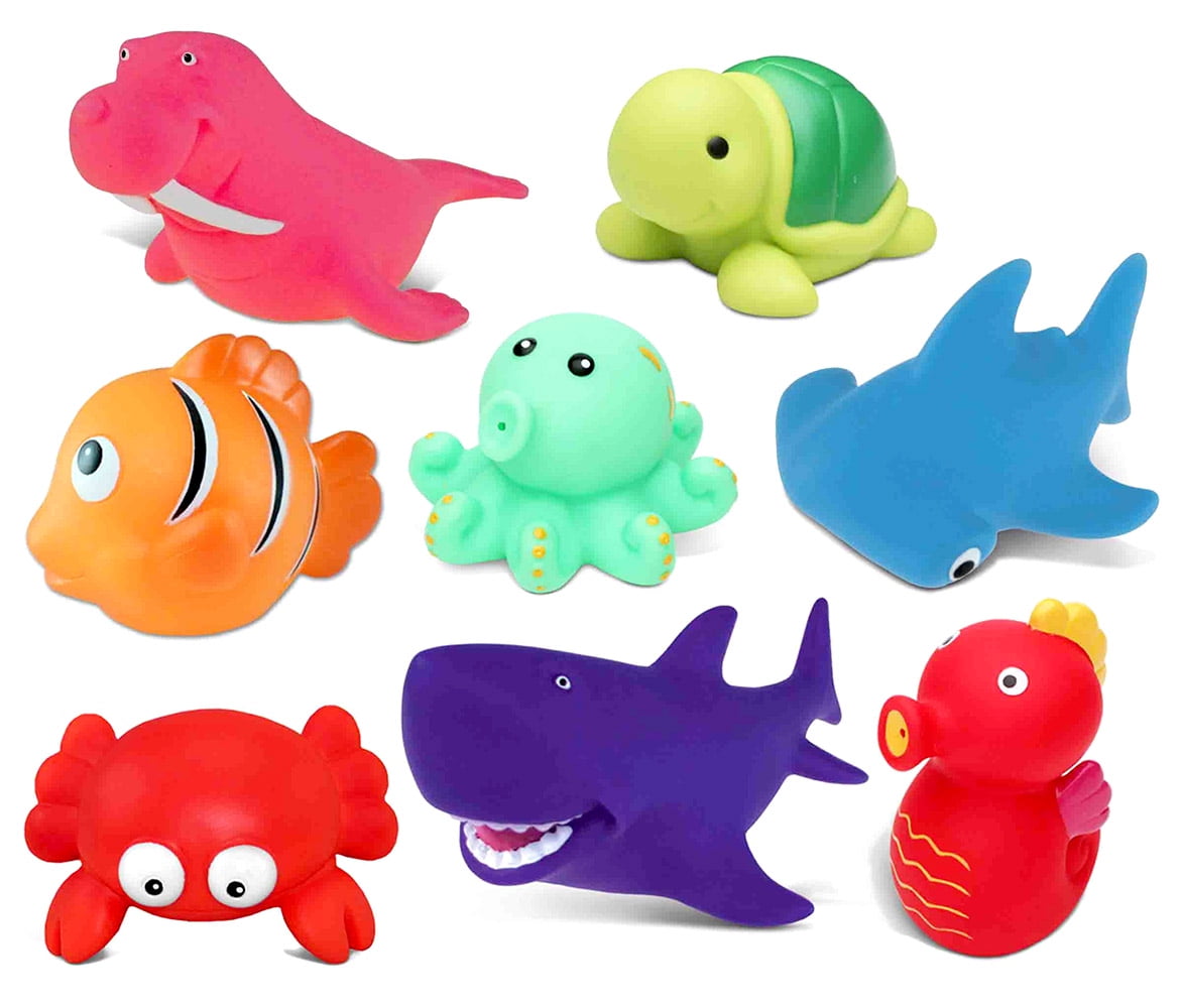 Dollibu Bath Buddies Ocean Critters Rubber Squirter Toys Sharks, Sea