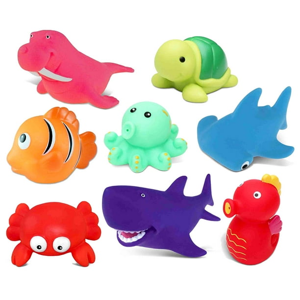 Dollibu Bath Buddies Ocean Critters Rubber Squirter Toys Sharks, Sea