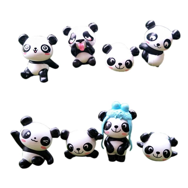 8 Piezas Micro Paisaje de Jardín Bonsais de Estatua de Animal Oso Panda Decoración de Artesanía Macarena Adorno de casa de muñecas en miniatura