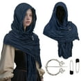 thumbnail image 1 of Foulard Médiévale à Capuche pour Hommes et Femmes Costume Cosplay Renaissance Col Uni, 1 of 8