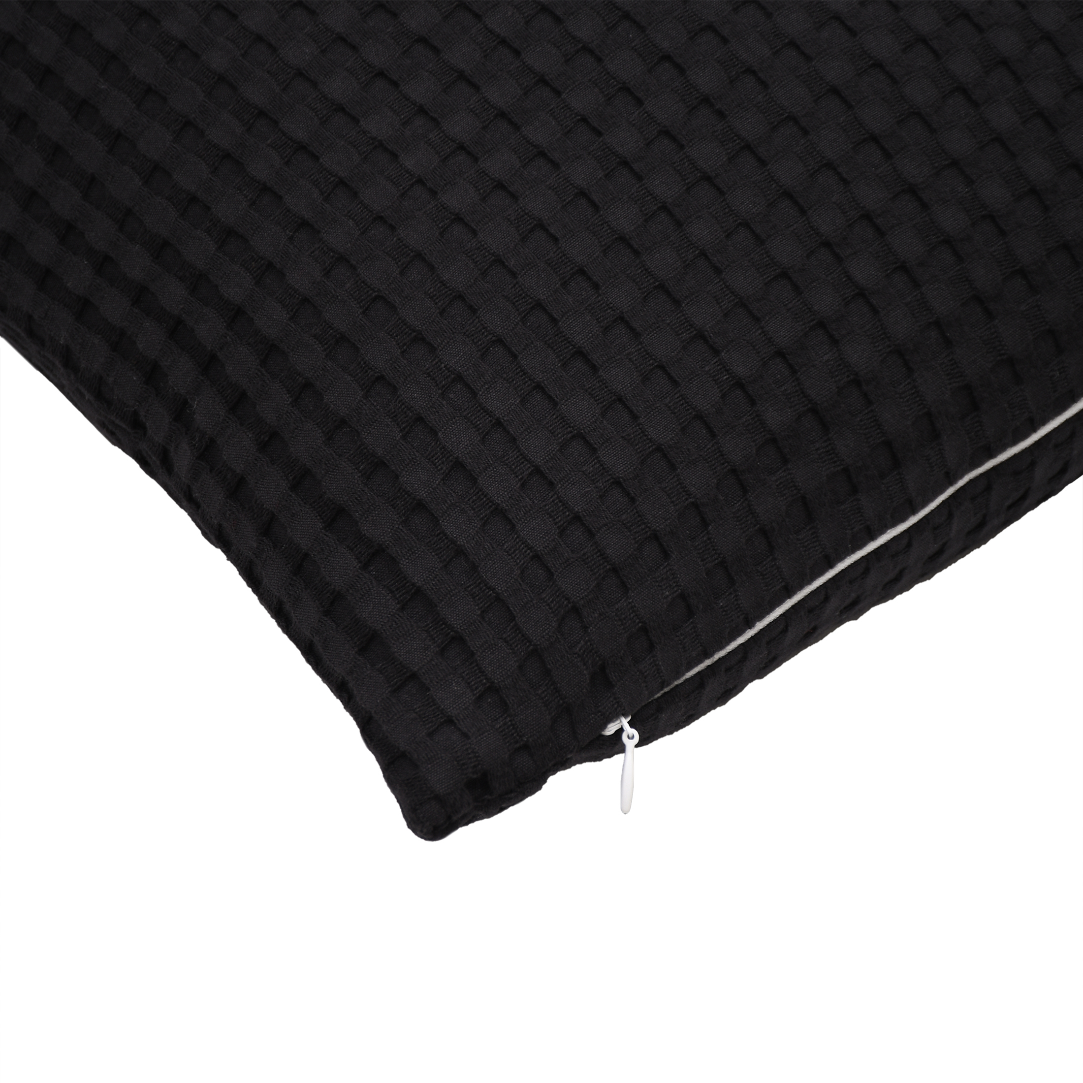 Mainstays Waffle Pillow Cover, 18" x 18", 2 pack, Rich Black
