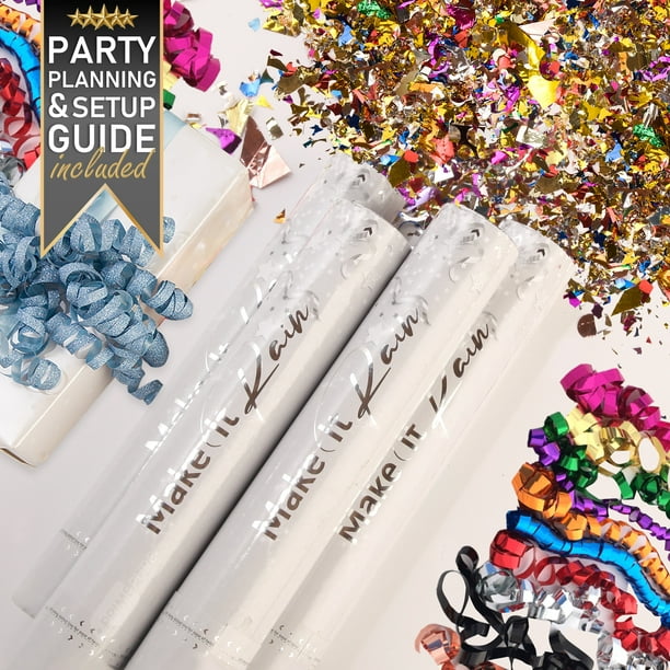 Canon à confettis PRIMEPURE Premium Party - (Comprend des canons Streamer  et des confettis) pour un anniversaire, une remise de diplôme, le réveillon  du Nouvel An et toute autre fête ou célébration 