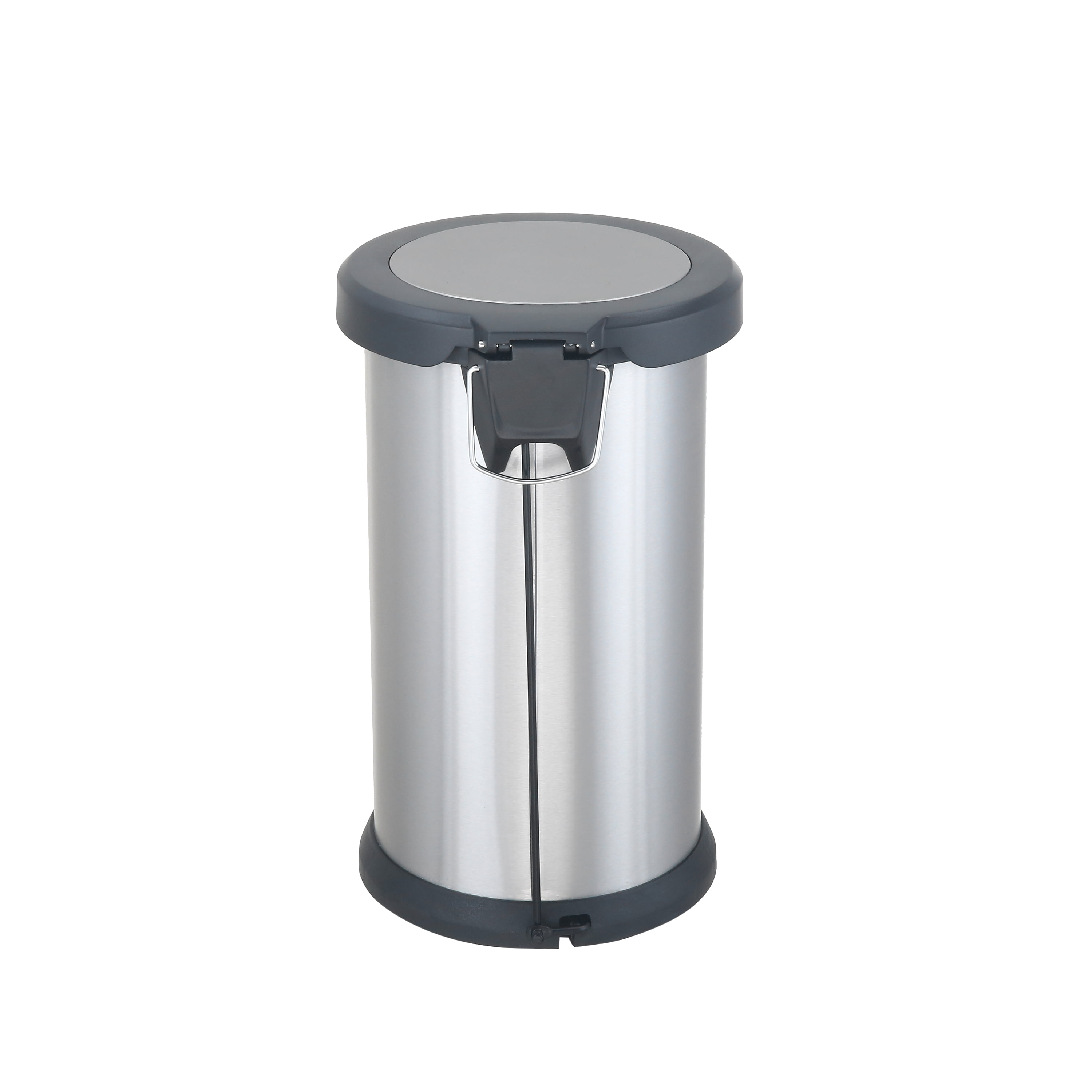BQKOZFIN 5 Liter / 1.3 Gallon Round Bathroom Trash Can with Steel Bar Pedal Brushed Stainless Steel Garbage Can for Garbage or Recycling for Kitchen/Home/Office Silver 