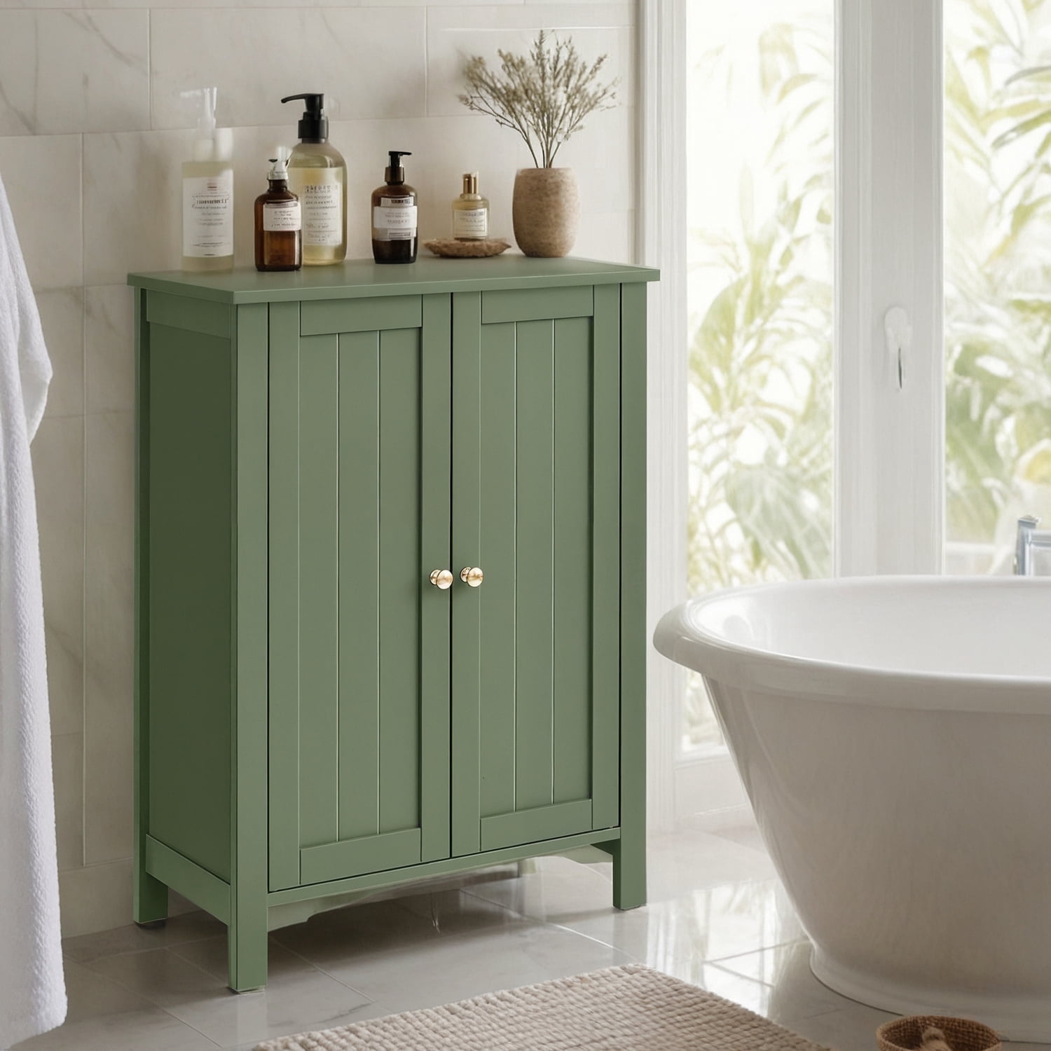 HOMCOM Narrow Bathroom Storage Cabinet with Rolling Wheels, Gray HOMCOM Narrow Bathroom Storage Cabinet with Rolling Wheels, Gray