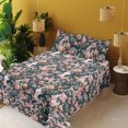 thumbnail image 2 of Ambesonne Cactus Flowers Fitted & Flat Sheet with Shams 4 Pcs Set, Modern Desert Floral, Queen, Dark Teal Pale Pink, 2 of 5