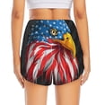 thumbnail image 4 of Uemuo Eagle Head With American Flag Pattern Women's Athletic Shorts High Waisted Running Shorts with Liner Pockets Gym Elastic Workout Shorts-Small, 4 of 9
