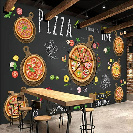 Custom Wall Mural Pizza Shop Hand Painted Abstract Pizza 3D Photo Wallpaper  Cafe Dessert Shop Western Restaurant Wall Painting,150cmX105cm( by   in) - 150cmX105cm( by  in ) | Walmart Canada